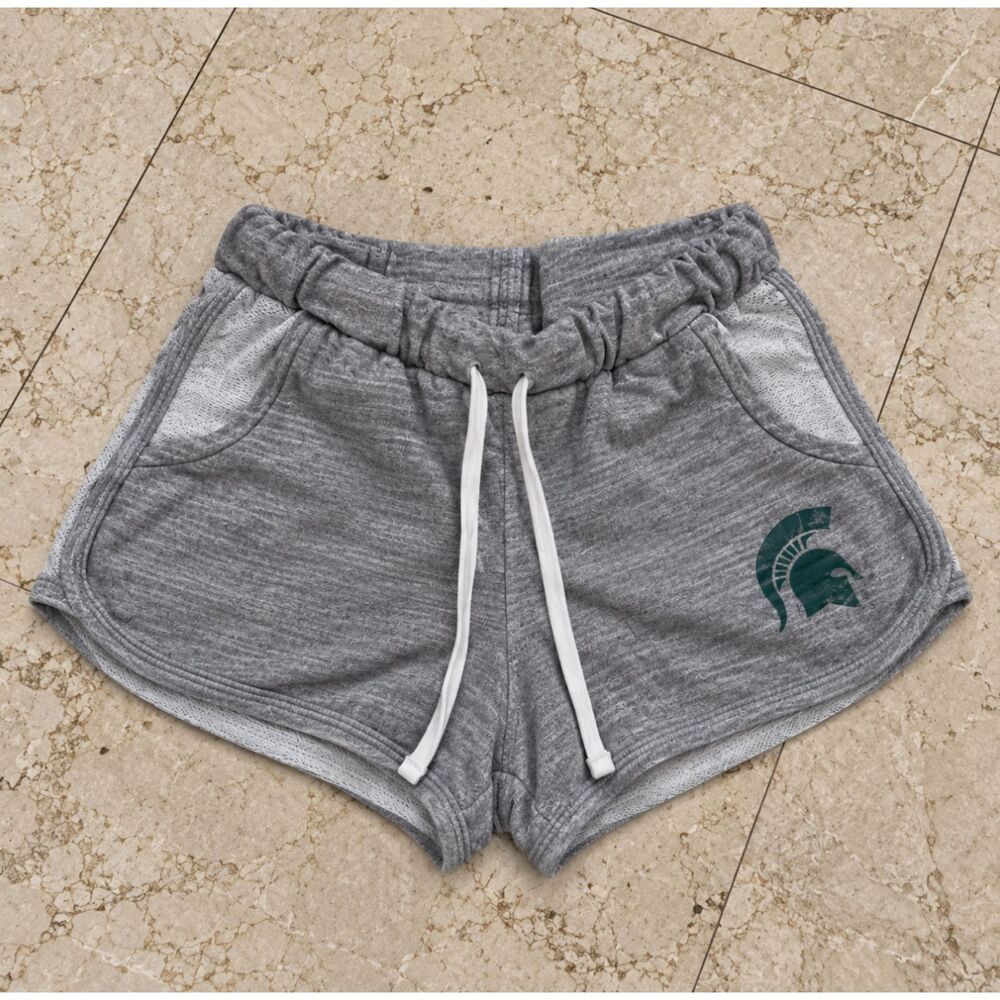Michigan State Spartans Womens M Gray Running Shorts Msu Ncaa Drawstring